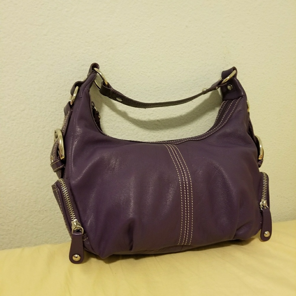 FRANCO SARTO Purple Leather Shoulder Bag